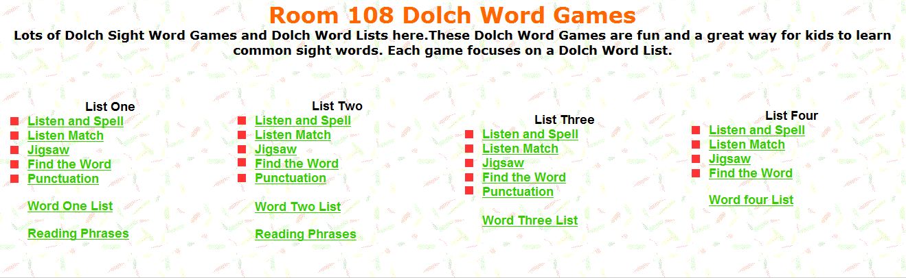 Dolch Word games1