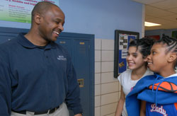 list box 1 - image - security staff with two students
