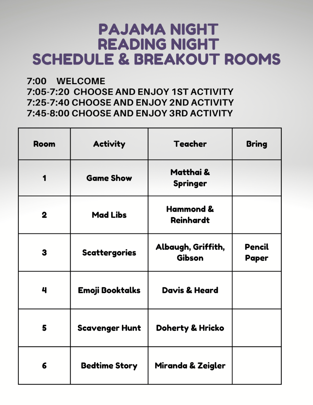 Reading Night Flyer page 2