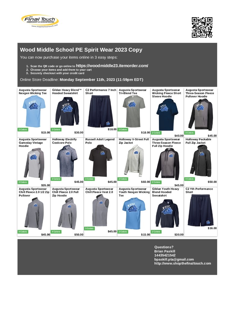 25. Athletics Department Spirit Wear Earle B. Wood MS