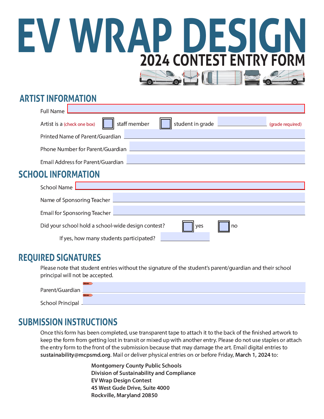 image of the contest entry form