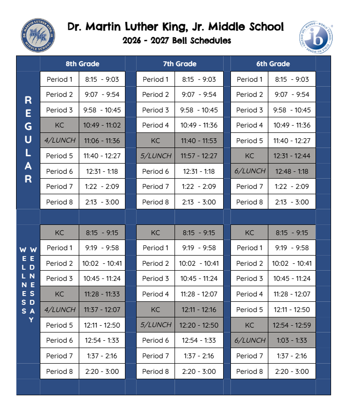 Mlk Bell Schedule 26-27