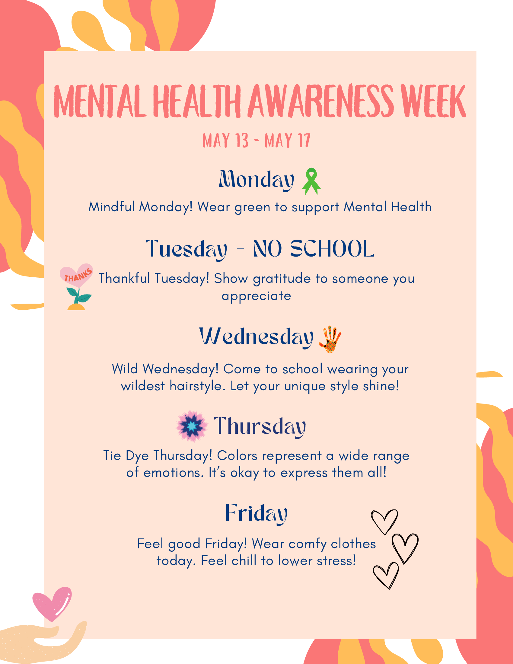 Mental Health Spirit Week May 2024
