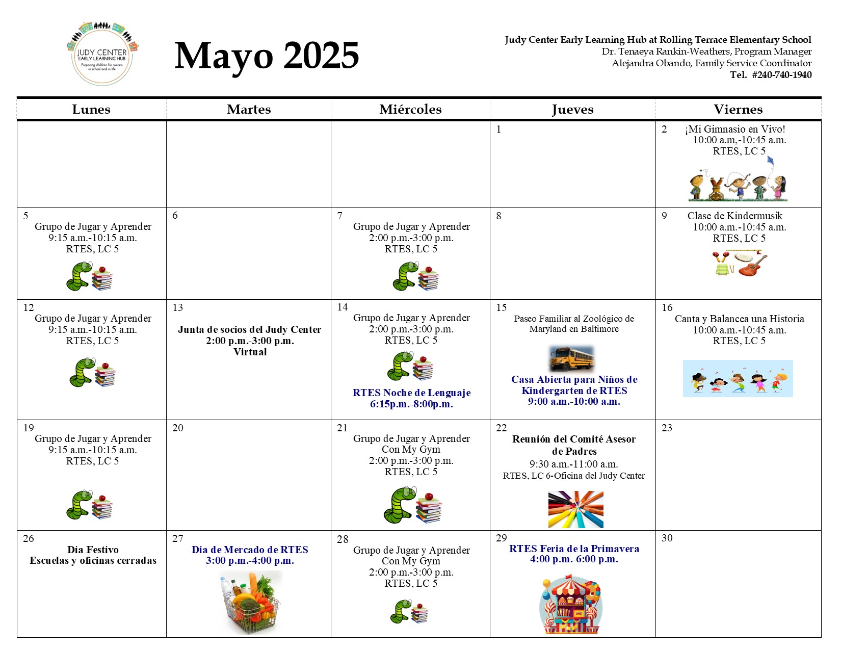 Calendario de mayo de 2025