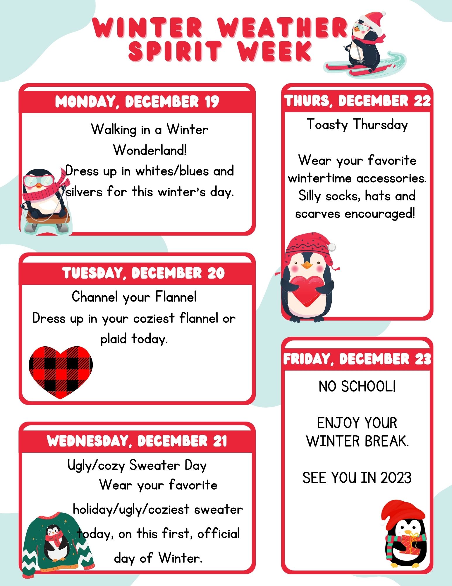 Winter Weather Spirit Week