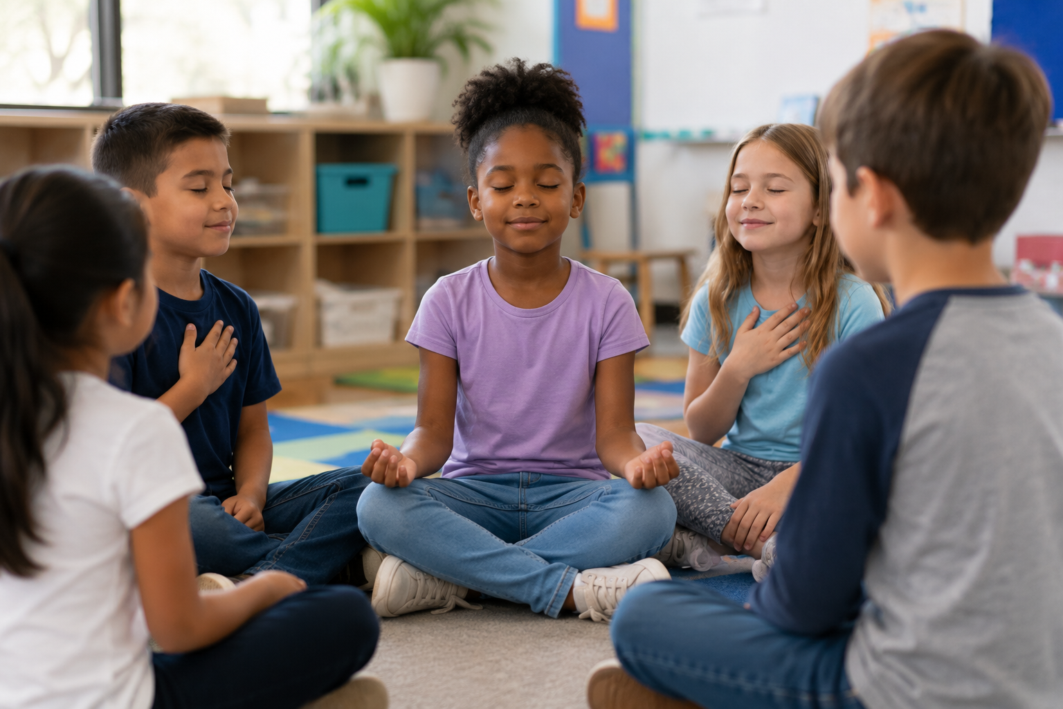 child practicing mindfulness