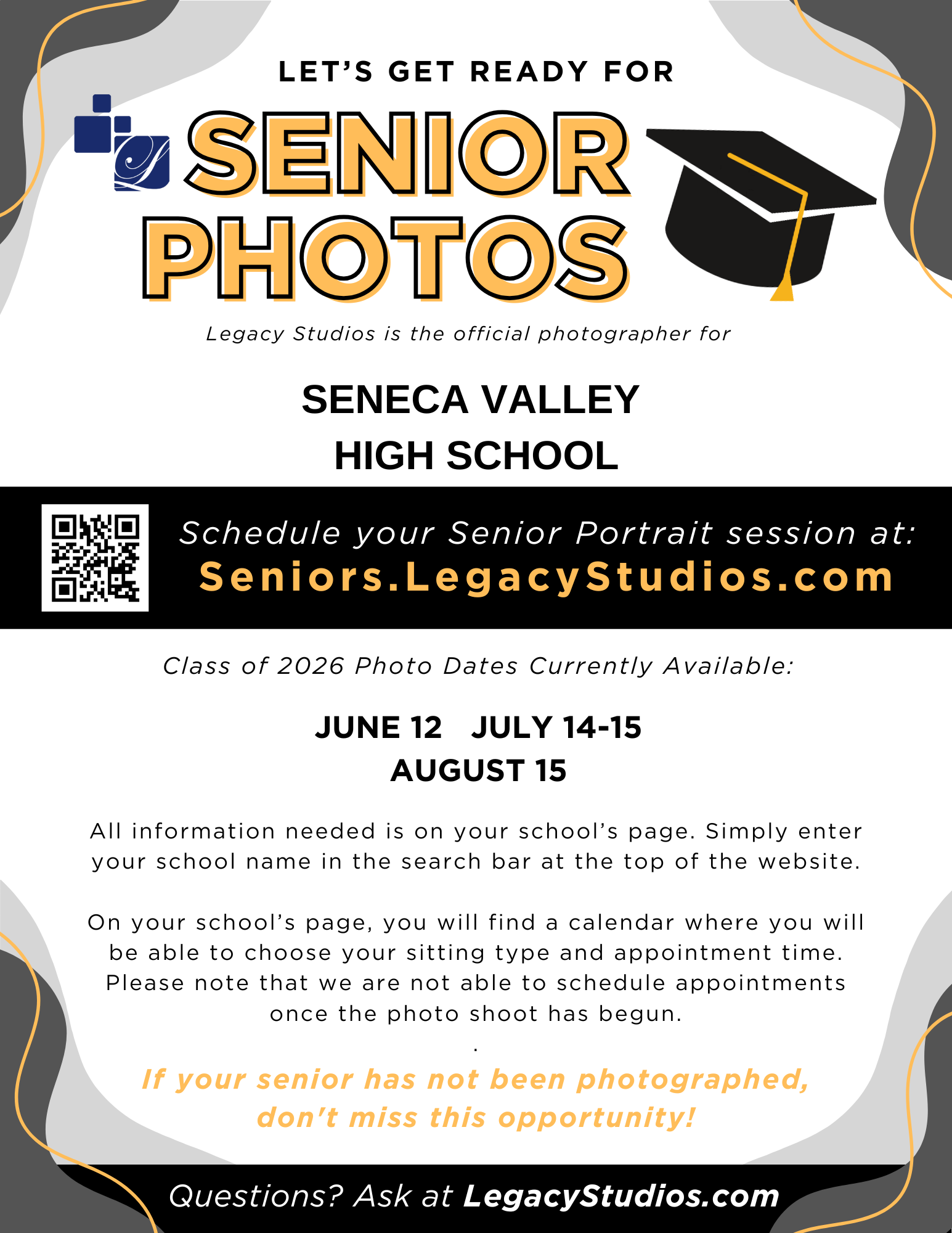 SVHS Class of 2026 Senior Photo Sessions Flyer