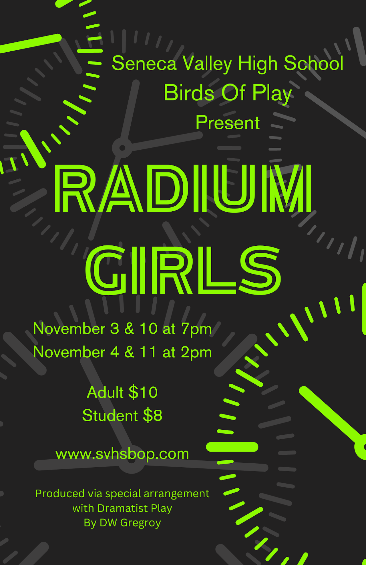 SVHS Fall Play - Radium Girls Flyer