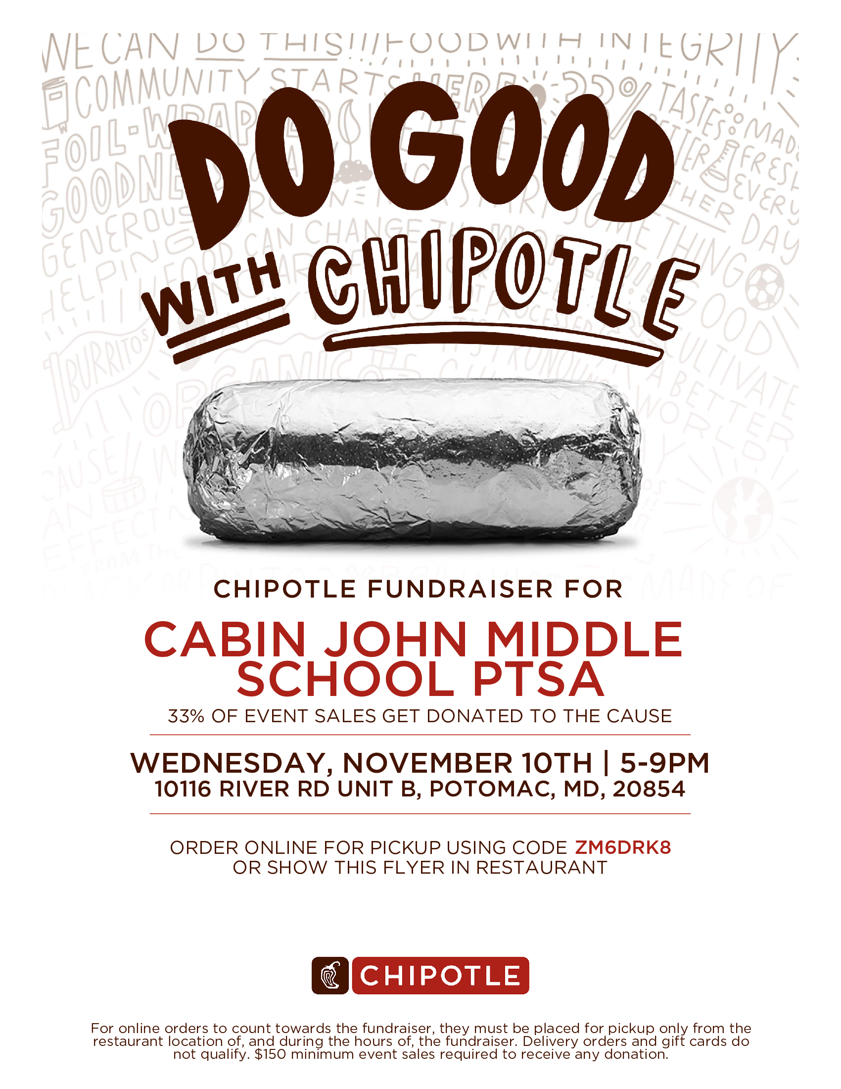Chipotle Restaurant Night Nov. 10