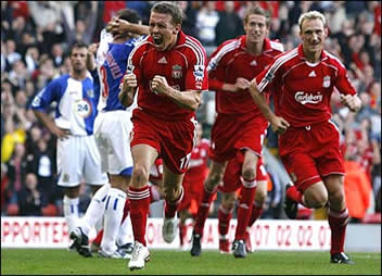 Craig Bellamy celebrates a goal against Reading