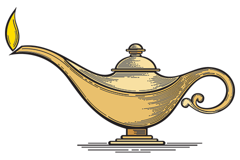 Genie-style oil lamp