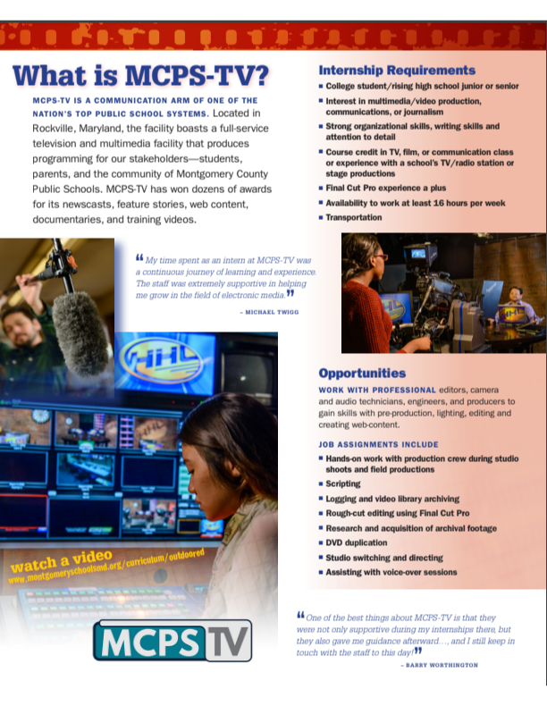 MCPS-TV Internship-About