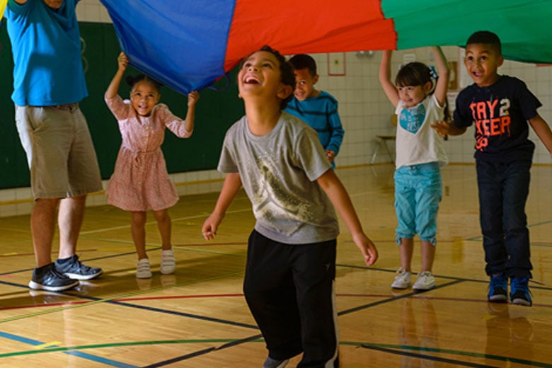 kids with parachute