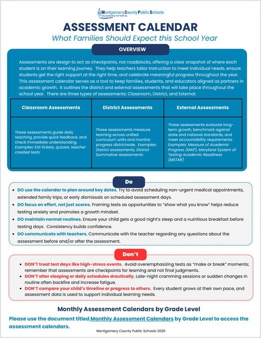 Cover of Assessment Calendar: What Families Should Expect This School Year