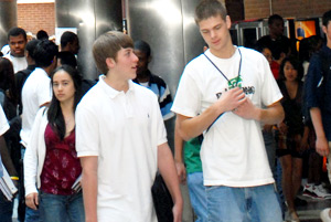High school students in hallway