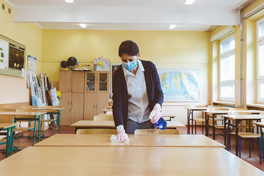 cleaning classroom