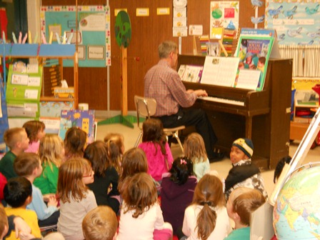 Kindergarten sings Over the River