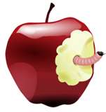 Apple and worm Apple and worm