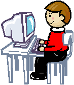 Sitting at Computer Graphic