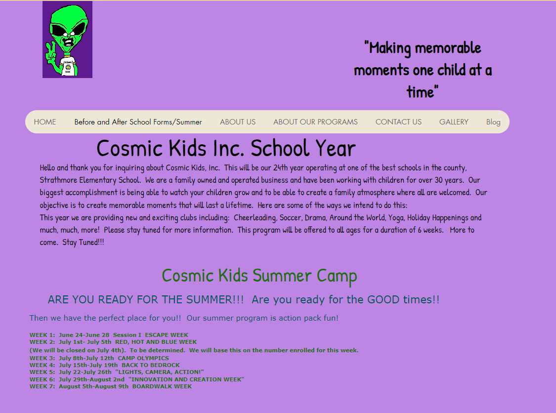 Cosmic Kids Information page