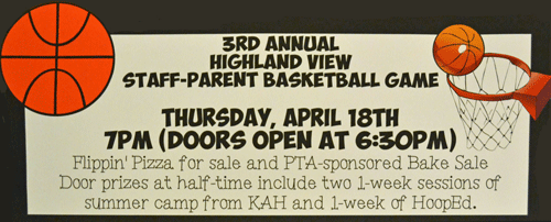 Highland View ES basketball ad