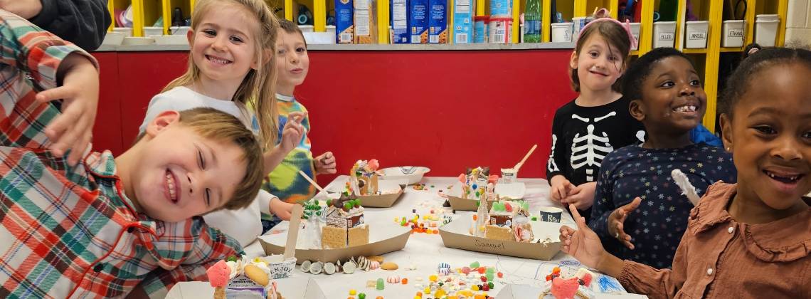 Elementary kids gingerbread houses