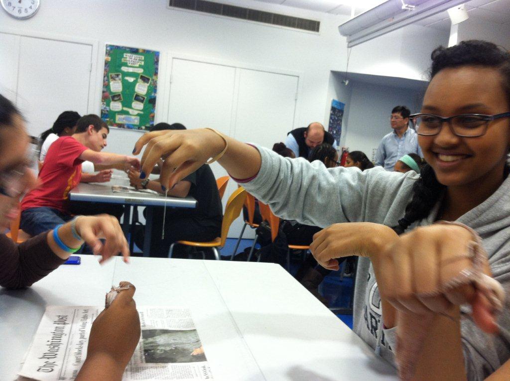 Students dissecting a squid at the National Aqurium in Baltimore