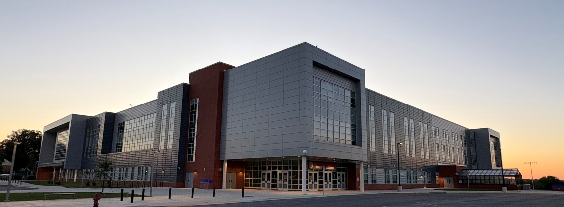 Image of the front of Charles W. Woodward High School 