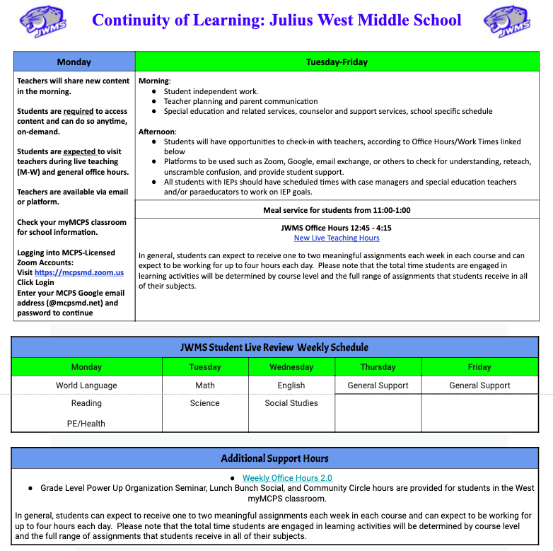 Julius West MS Slideshow for home page Julius West MS